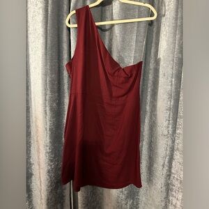 Wine colored one shoulder dress- mini
